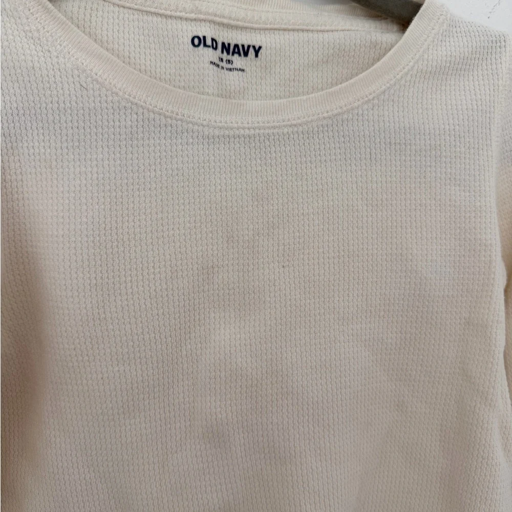 🤍👧 Old Navy Girls Waffle Knit Long Sleeve Tee | Size XS (5) | Cream